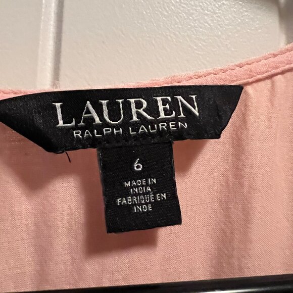 Lauren Ralph Lauren Cotton Pink Blouson Sleeve Dress - Picture 2 of 5